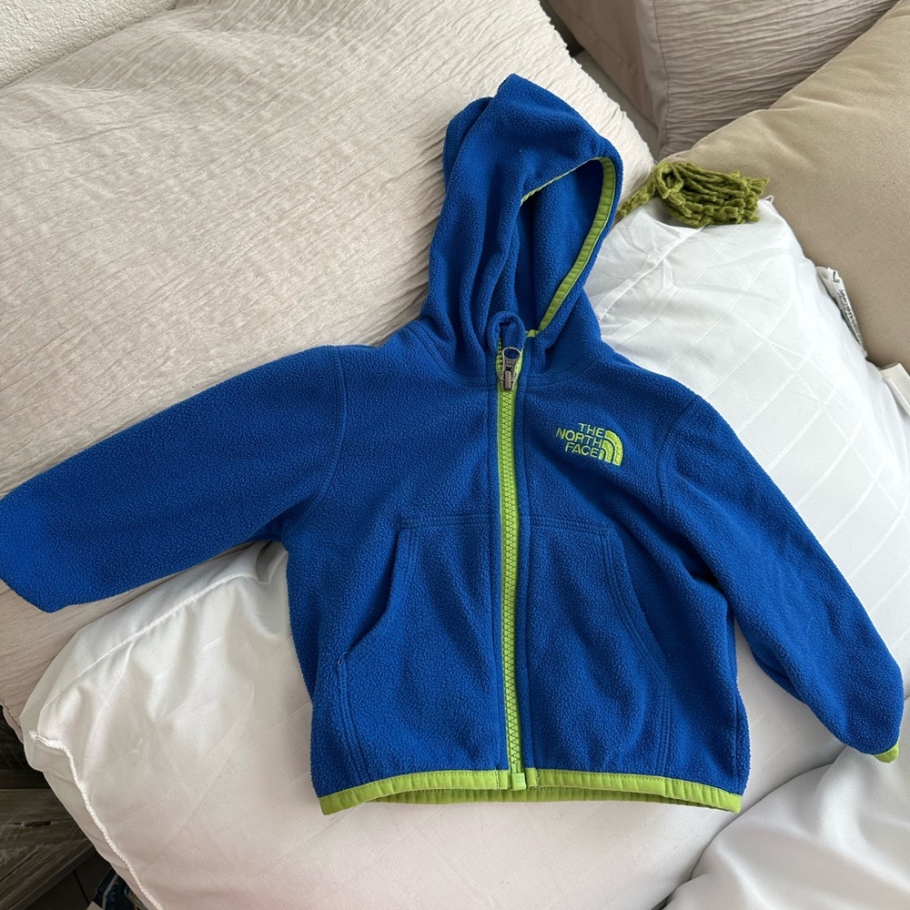 The North Face Kids Royal Blue and Lime Hoodie
